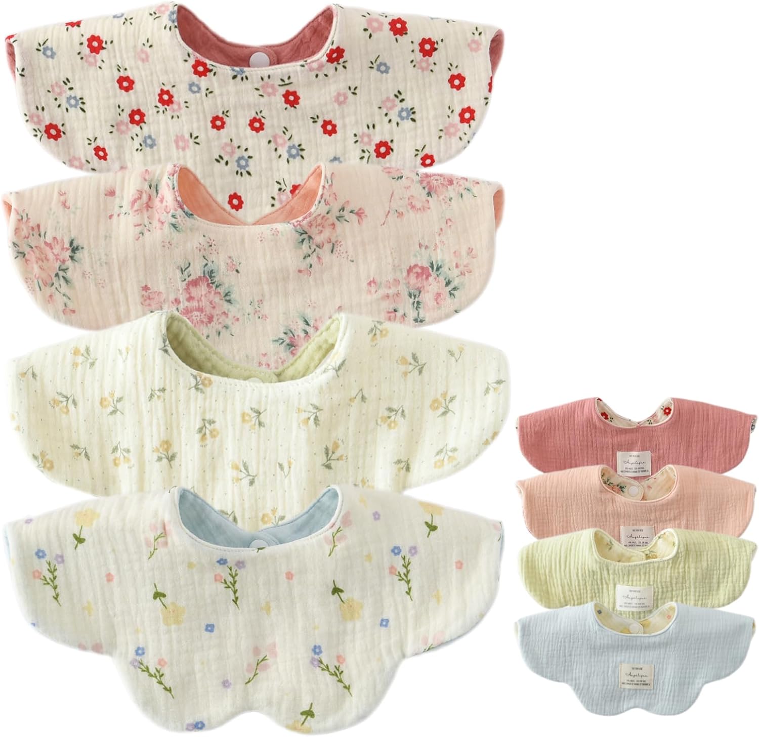 売り切れました  069  ふわふわスタイ  両面ガーゼ Amazon.co.jp: [GoUseGo] ベビー スタイ 4枚セット 両面使える 6